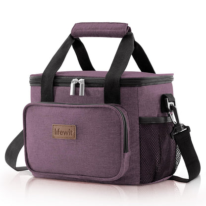 Lifewit Medium Lunch Bag Insulated Lunch Box Soft Cooler Cooling Tote for Adult Men Women, Black 12-Can (9L)