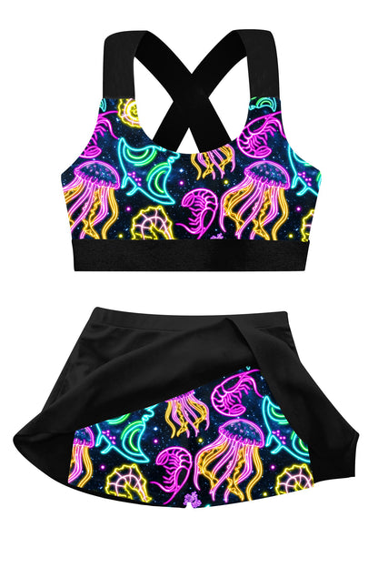 Cutemile Little Girls Two Piece Tankini Swimsuit Summer Boyshort Bathing Suit Beach Rash Guard Swimwear 6-13 Years