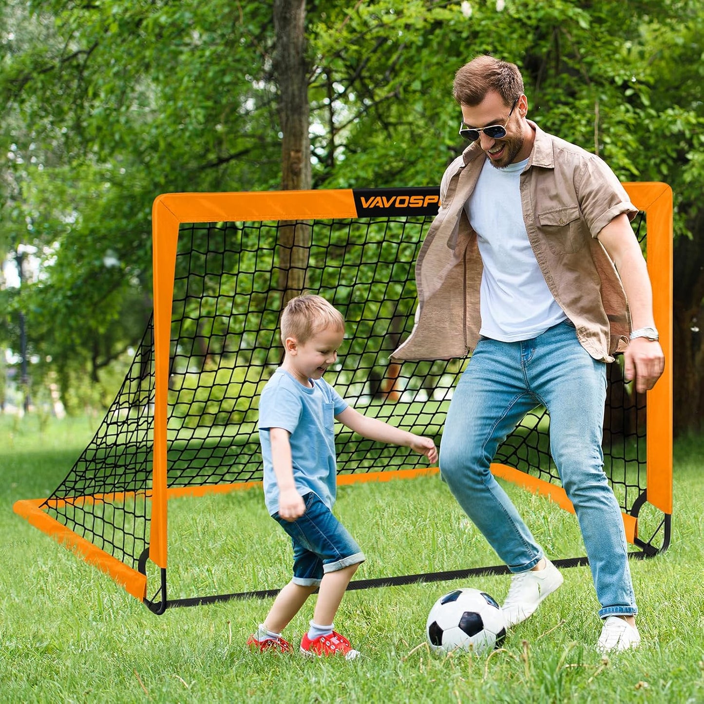 Kids Soccer Goals for Backyard Set - 2 of 4' x 3' Portable Soccer Goal Training Equipment, Pop Up Toddler Soccer Net with Soccer Ball, Soccer Set for Kids and Youth Games, Sports