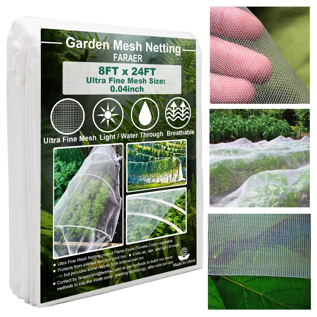 Garden Netting, Plant Covers 10x33Ft Net Ultra Fine Mesh Protection Netting for Vegetable Plants Fruits Flowers Crops Greenhouse Row Cover Raised Bed Barrier Screen Protection Net Cover