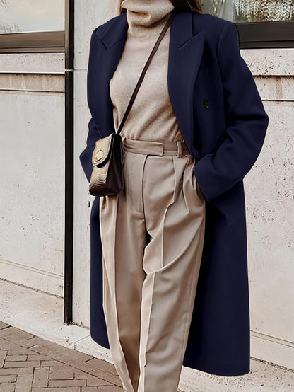 IDEALSANXUN Womens Long Wool Coats Fall Winter Double Breasted Trench Coat Peacoat