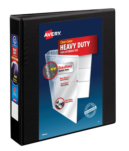Avery Heavy-Duty 3 Inch Binders 3 Ring, View Binder, 1.5 Inch EZD Ring, Black, Sturdy (79693)