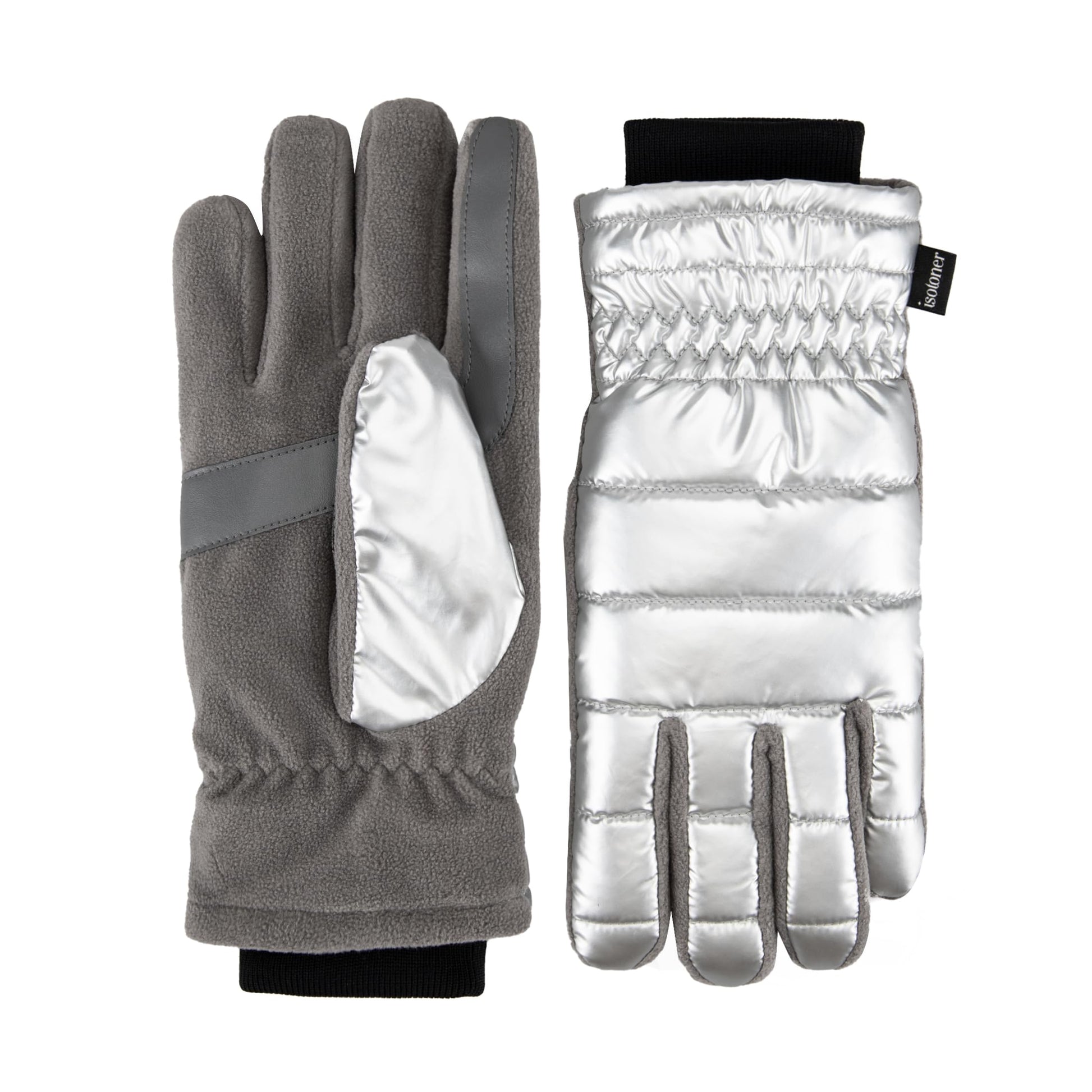 isotoner womens Water Repellent Touchscreen Iridescent Sleekheat Gloves and Flip Top Mittens