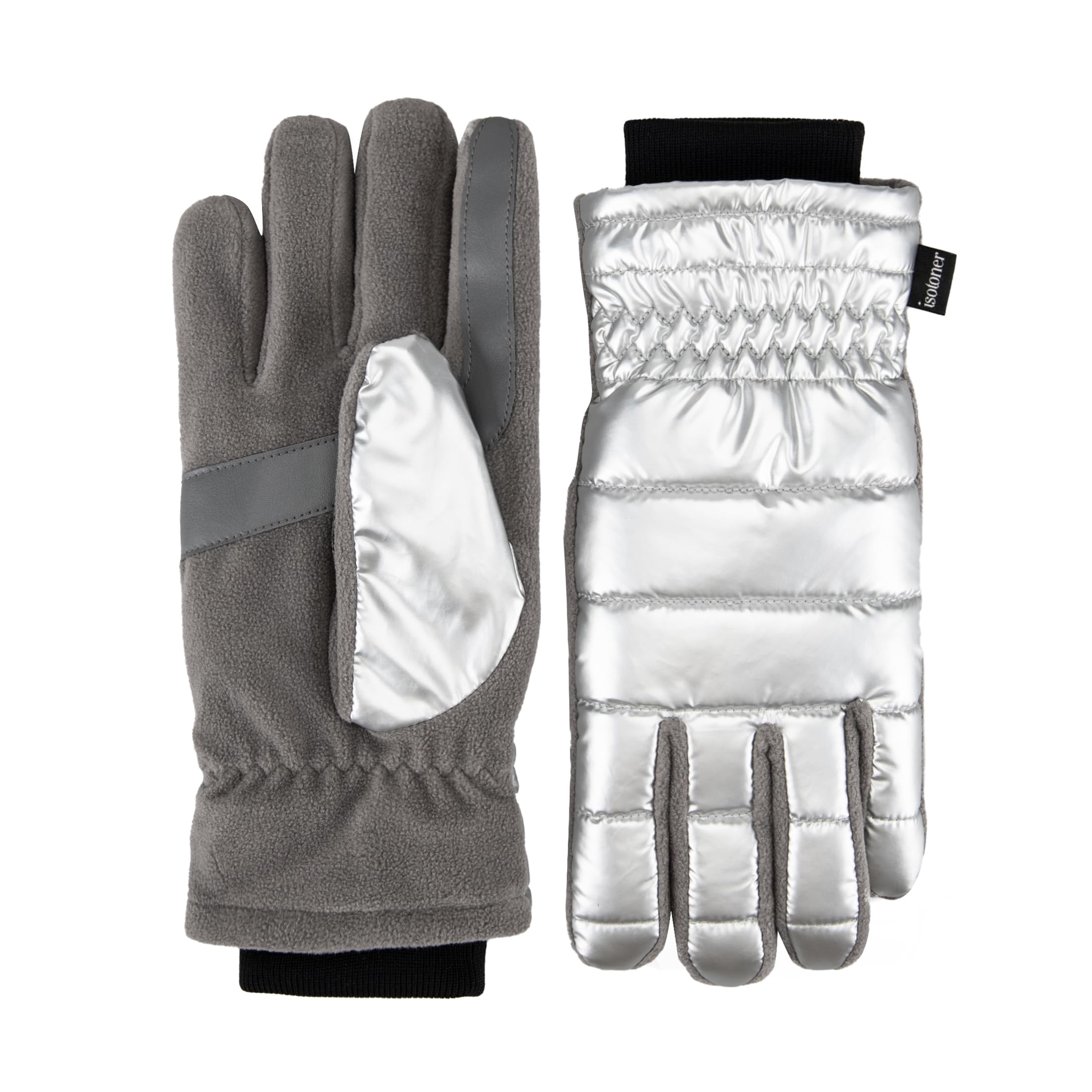isotoner womens Water Repellent Touchscreen Iridescent Sleekheat Gloves and Flip Top Mittens