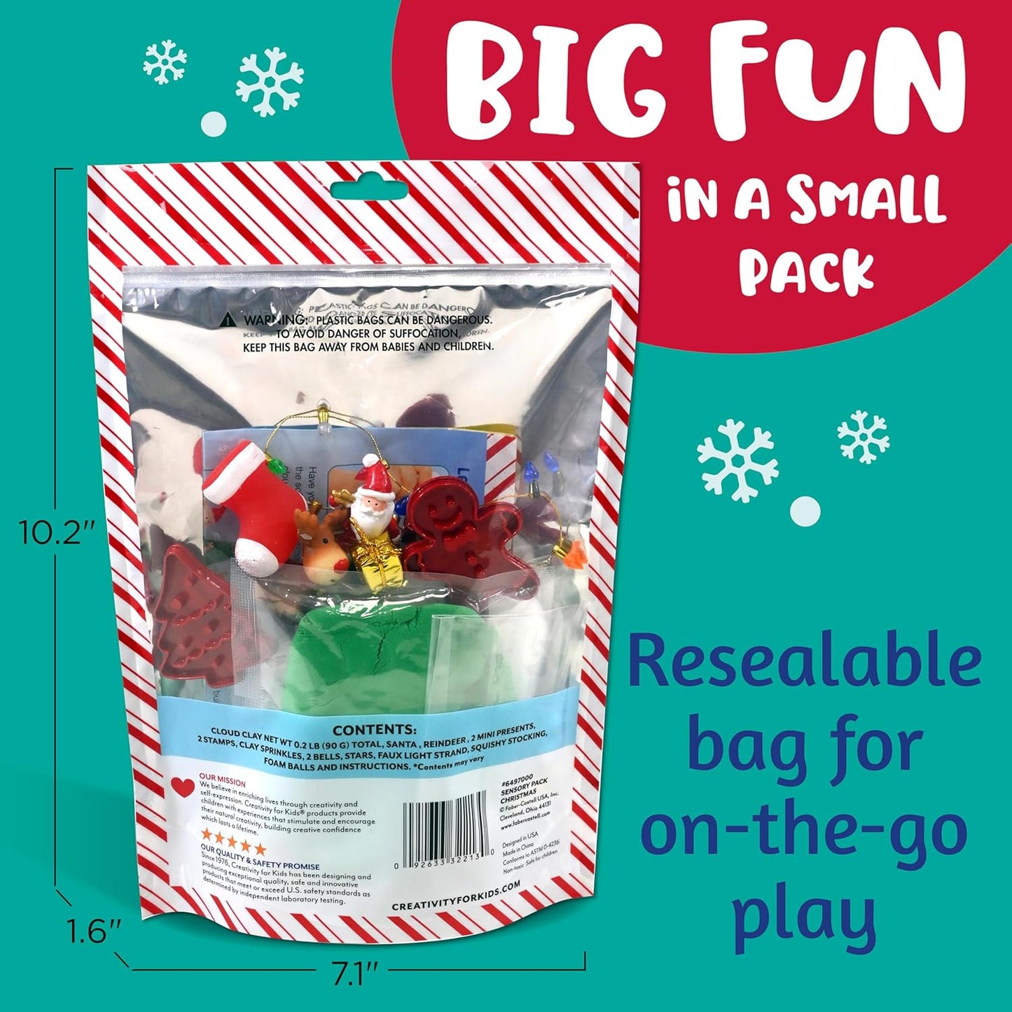 Creativity for Kids Sensory Pack: Christmas - Christmas Activities for Kids, Toddler Stocking Stuffers & Sensory Bin Filler, Travel Toys for Toddlers (Ages 3+)