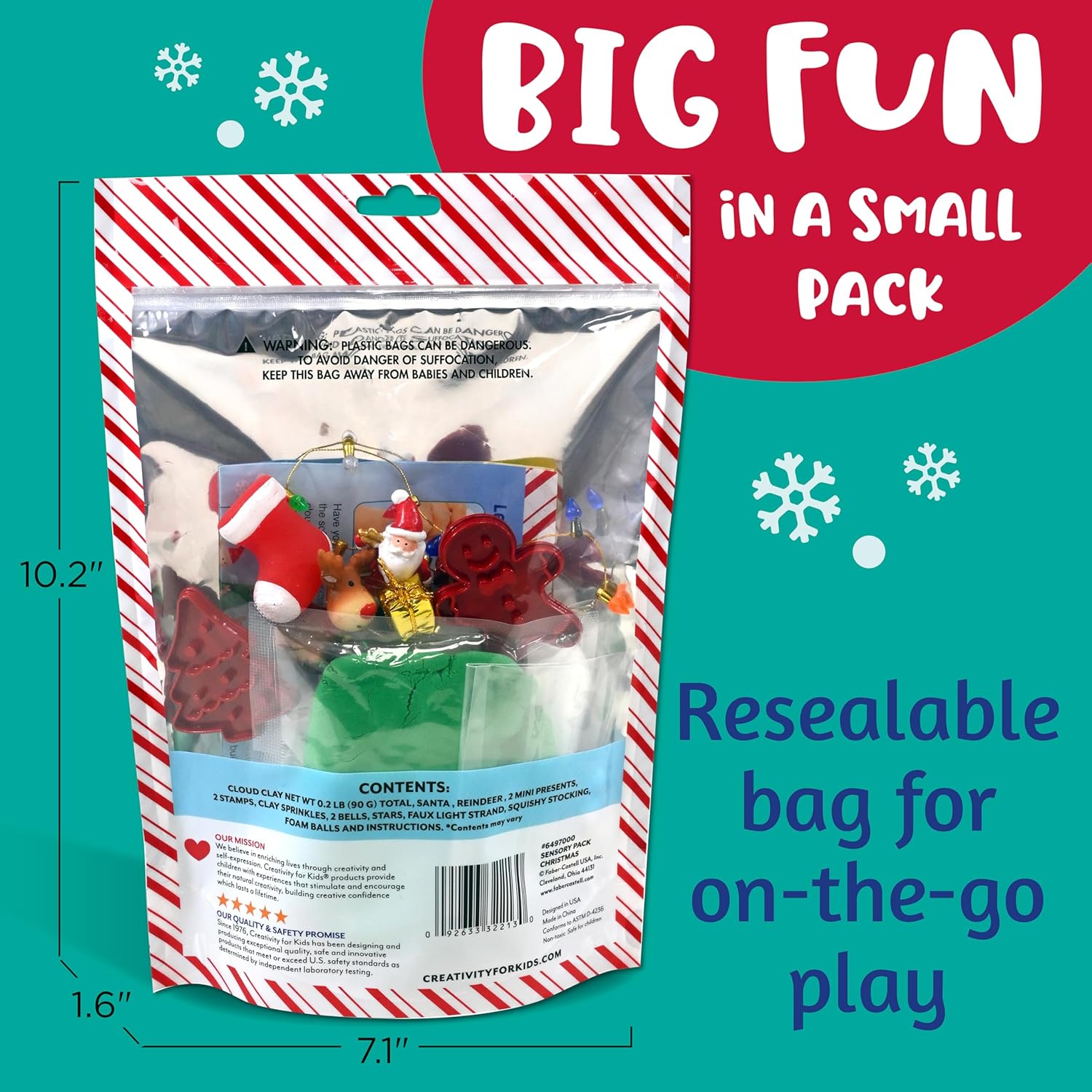 Creativity for Kids Sensory Pack: Christmas - Christmas Activities for Kids, Toddler Stocking Stuffers & Sensory Bin Filler, Travel Toys for Toddlers (Ages 3+)
