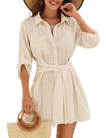 Blooming Jelly Womens Swimsuit Coverup Bikini Bathing Suit Cover Up Tie Side Beach Dress Shirt