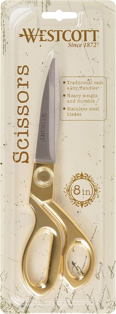 Westcott 17196 8-Inch Stainless Steel Gold Scissors For Office and Home