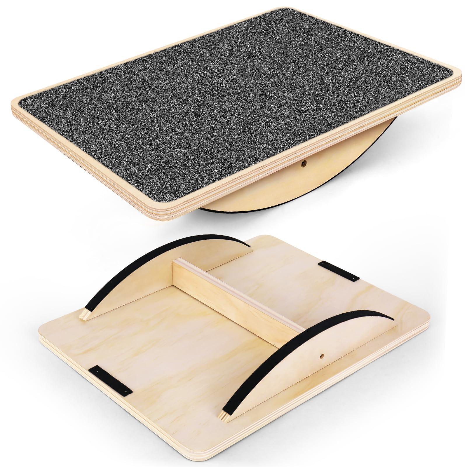 Professional Balance Board for Adults - Anti-Slip 350LBS Wobble Board for Physical Therapy, Standing Desk, Core Strength - Wooden Rocker Board