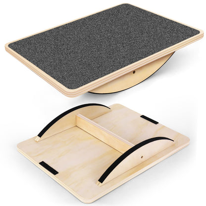 Professional Balance Board for Adults - Anti-Slip 350LBS Wobble Board for Physical Therapy, Standing Desk, Core Strength - Wooden Rocker Board