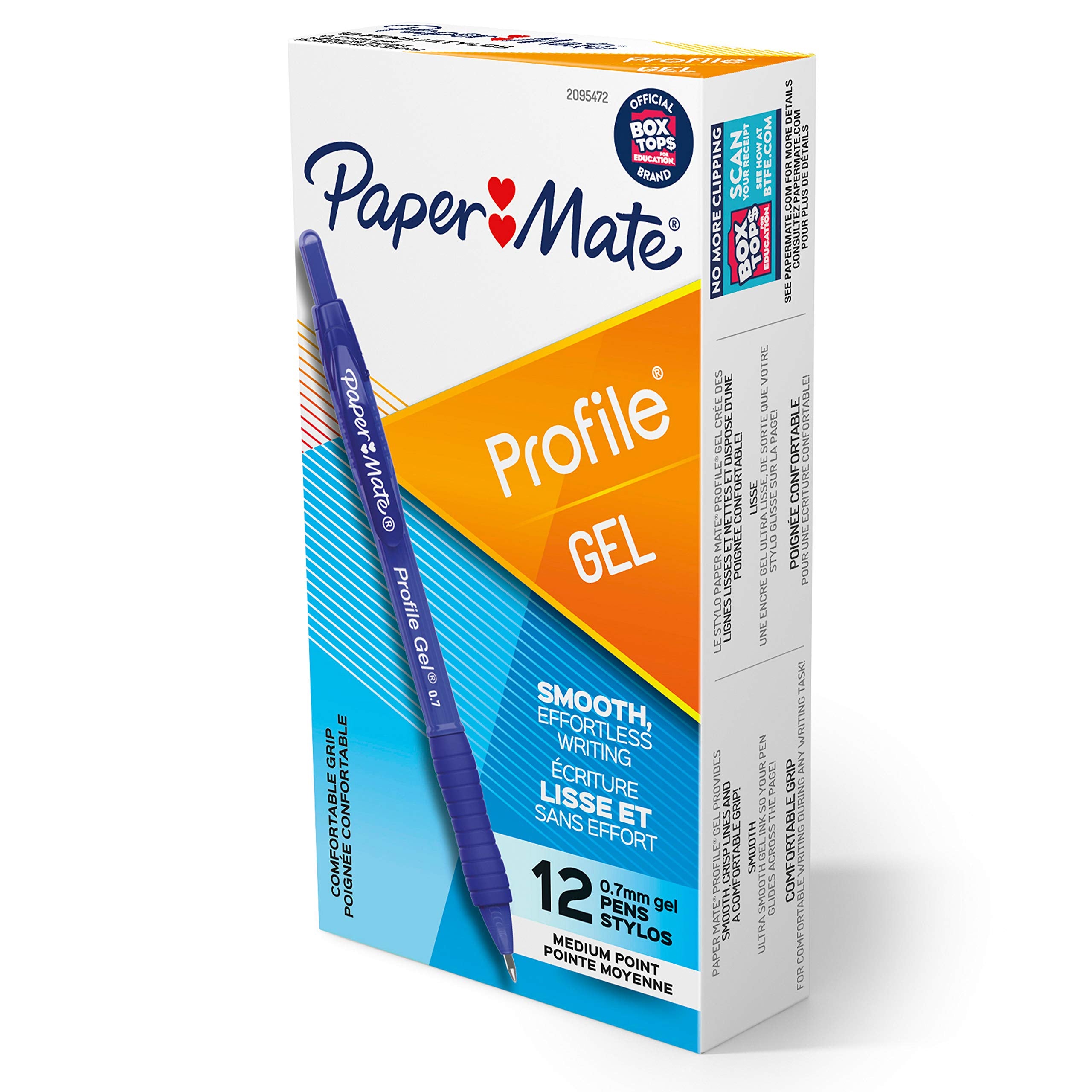 Paper Mate Gel Pen Profile Retractable Pen 0.7mm Blue 12 Count