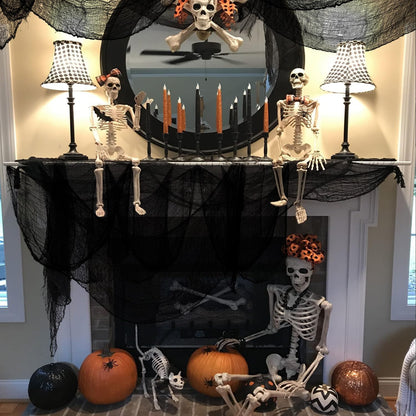 Set of 5 Halloween Creepy Gauze Cloth Decoration, Indoor Outdoor Black Scary Halloween Gauze Tapestry Decor, Spooky Decorations for Home Wall Yard Haunted House Party Supplies, 72 x 30 inch