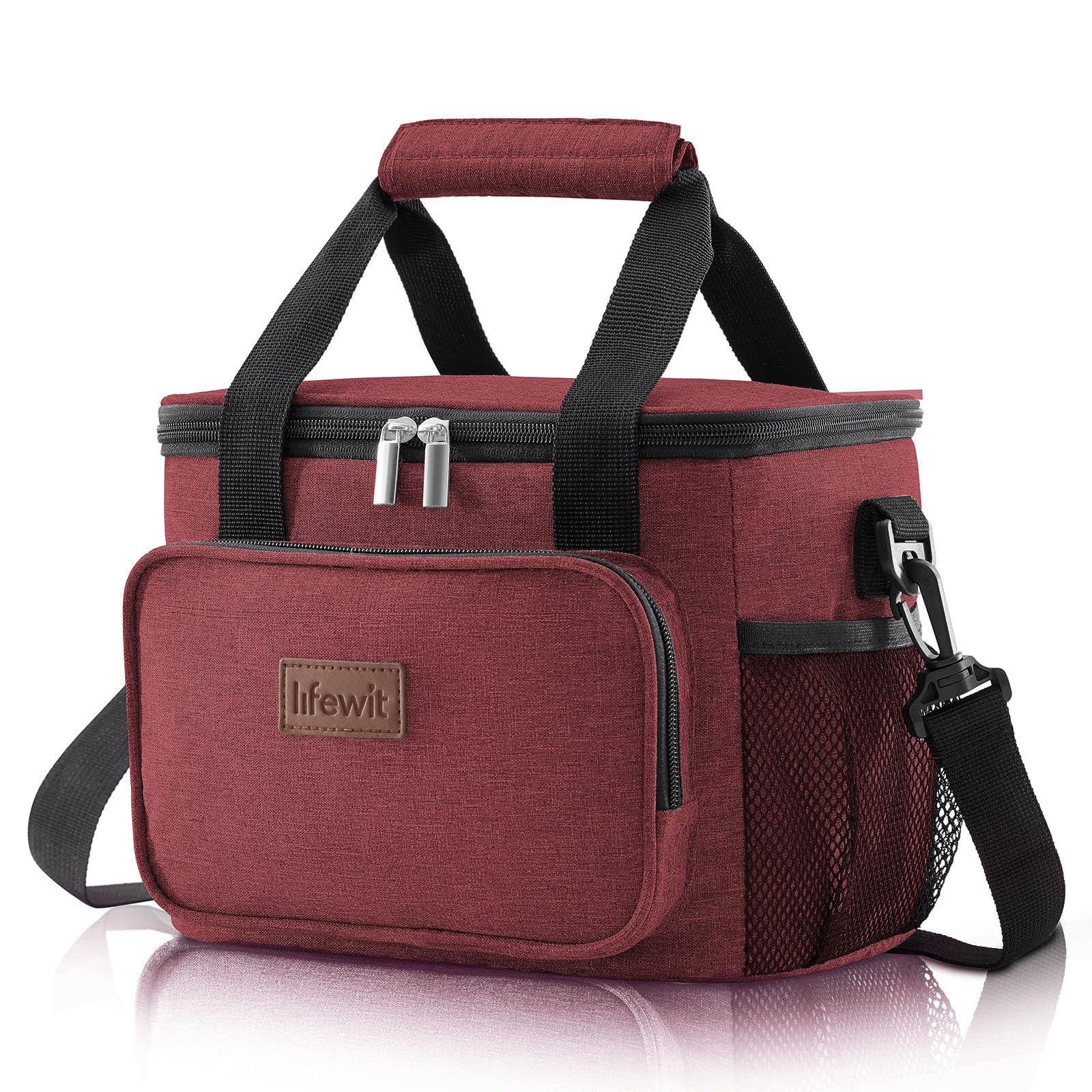 Lifewit Medium Lunch Bag Insulated Lunch Box Soft Cooler Cooling Tote for Adult Men Women, Black 12-Can (9L)