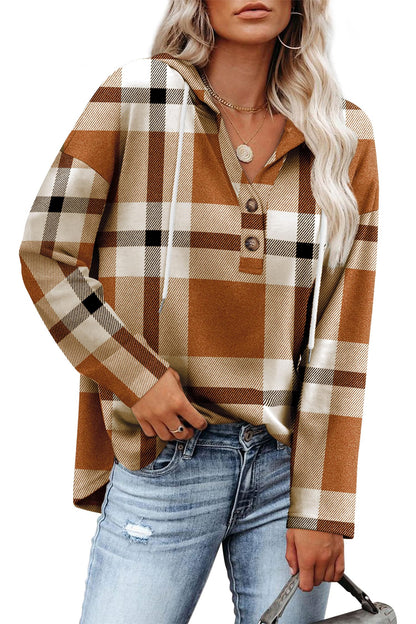 RUMIA Womens Tops V Neck Button Sweatshirt for Women Pullover Long SLeeve Shirts Fall Outfits 2025 Loose Fit S-3XL