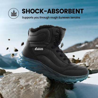 CC-Los Women's Waterproof Outdoor Winter Snow Boots | Faux Rabbit Fur Lining for Warmth | Lightweight TPR Sole | Size 5.5-10