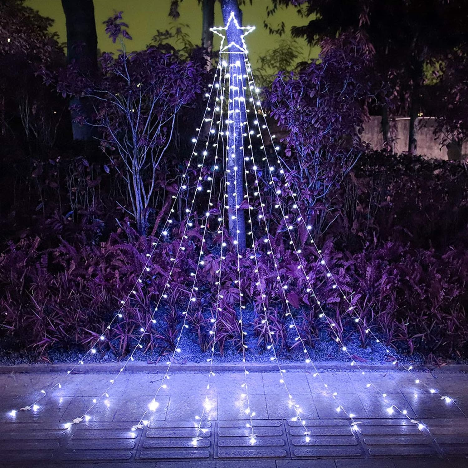 PUHONG Christmas Decoration Outdoor Star String Lights, 16.4Ft Christmas Tree Toppers Lights 320 LED 8 Modes with 12" Lighted Star for Halloween Christmas New Year Holiday Birthday (Multicolored)