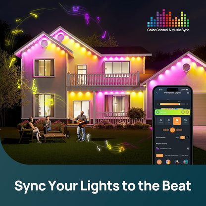 Linkind Permanent Outdoor Lights HP5,Smart AI RGBTW 100ft Christmas Lights, 85 Scenes Modes for Daily Holiday Christmas Decorations,IP67 Waterproof, Compatible with Alexa,Google Assistant