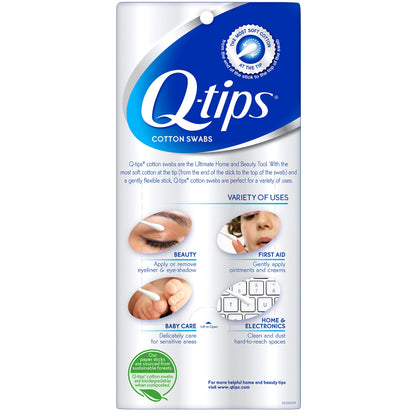 Q-tips Cotton Swabs For Hygiene and Beauty Care Original Cotton Swab Made With 100% Cotton 625 Count, WHITE