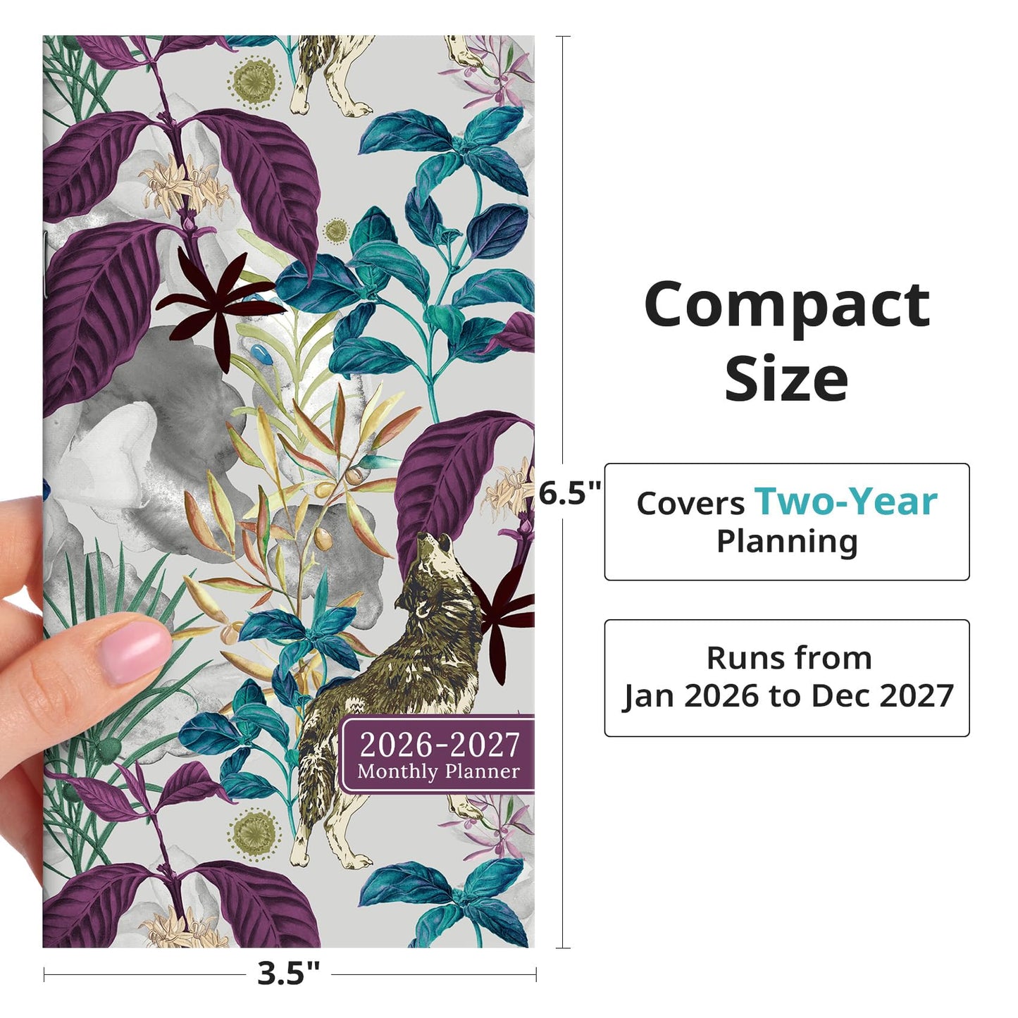 Pocket Calendar 2026-2027 for Purse, Two Year Monthly Planner Pocket Size, Jan 2026 to Dec 2027 Monthly Planner Small Size (6.5" x 3.5") - Wildflowers