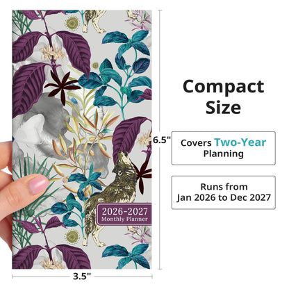 Pocket Calendar 2026-2027 for Purse, Two Year Monthly Planner Pocket Size, Jan 2026 to Dec 2027 Monthly Planner Small Size (6.5" x 3.5") - Wildflowers