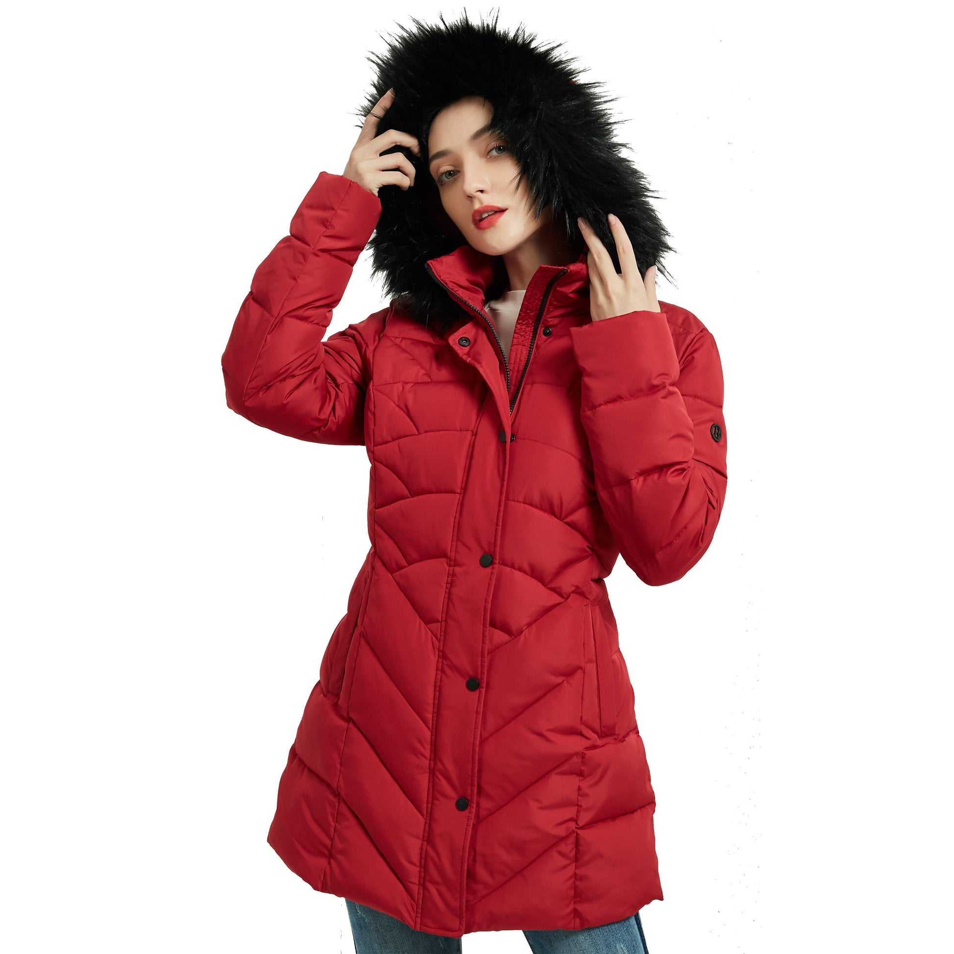 BINACL Women's Winter Warm Thicken Long Outwear Pockets Coat Parka Jacket XS-3XL