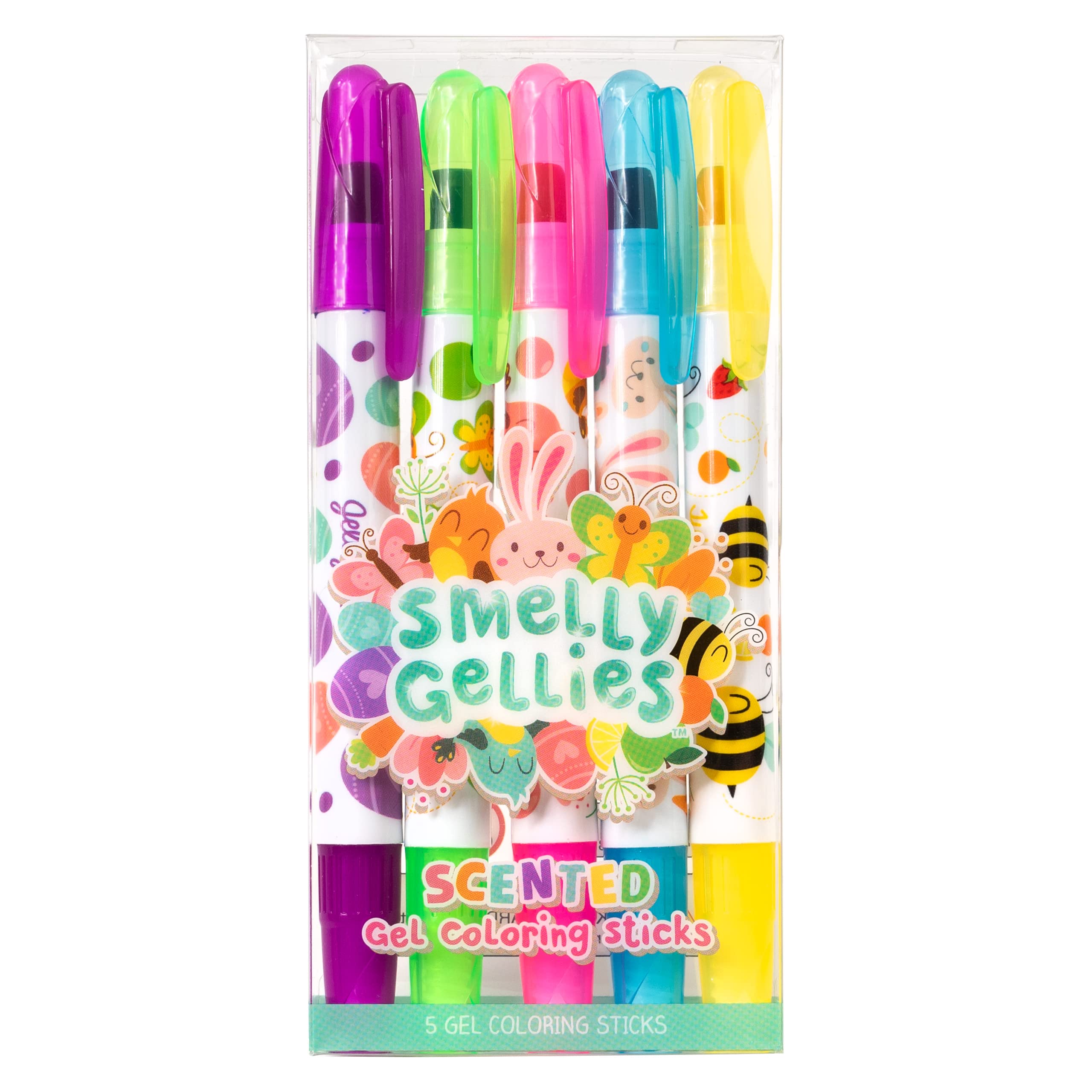 Smelly Gellies - Patented Gourmet Scented Glidewrite Gel Coloring Sticks, Crayons, Highlighters - 5 Count - Gifts for Kids