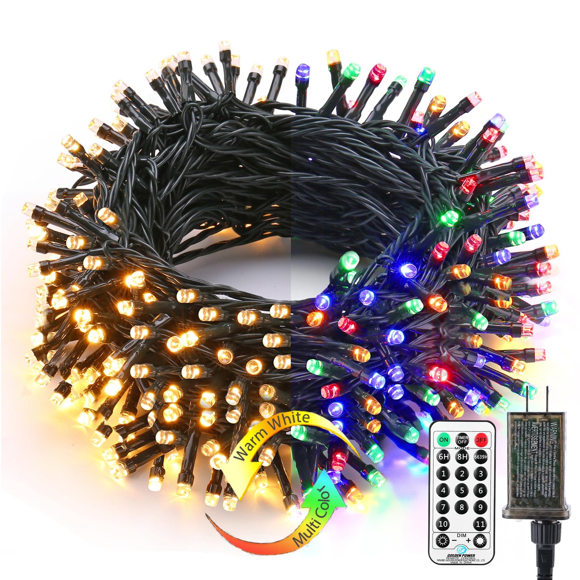 Brizled Christmas Lights, 344.16ft 1000 LED Color Changing Christmas String Lights with Remote, 11 Modes Xmas Tree Light Warm White & Multicolor Xmas Light Green Wire for Home Wedding Party