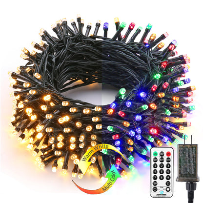 Brizled Christmas Lights, 344.16ft 1000 LED Color Changing Christmas String Lights with Remote, 11 Modes Xmas Tree Light Warm White & Multicolor Xmas Light Green Wire for Home Wedding Party