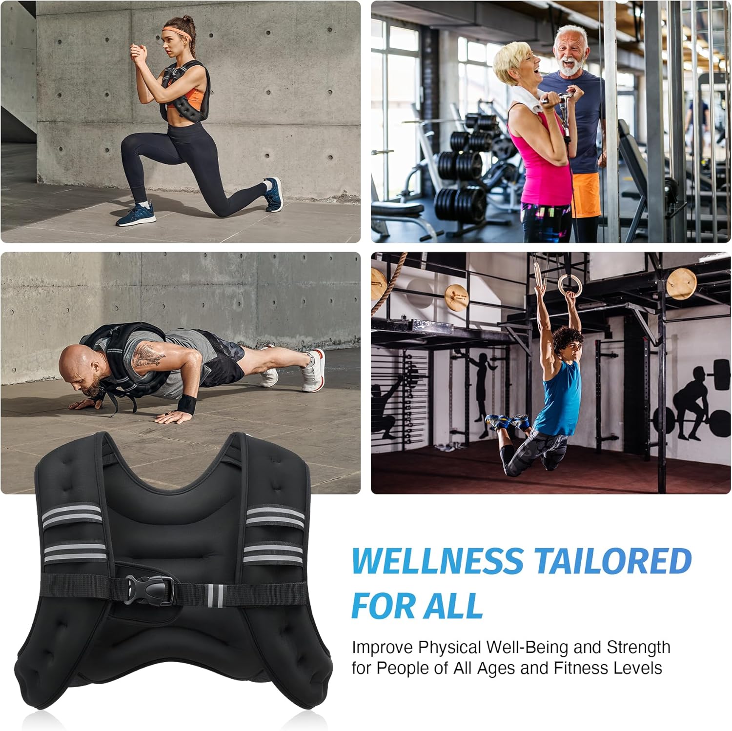 ZELUS Weighted Vest, 6lb/8lb/12lb/16lb/20lb/25lb/30lb Weight Vest with Reflective Stripe for Workout, Strength Training, Running, Fitness, Muscle Building, Weight Loss, Weightlifting