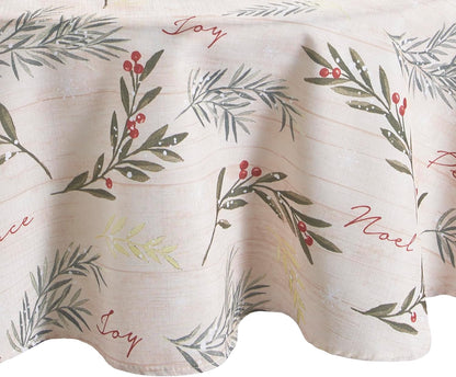 Elrene Home Fashions Holiday Tree Trimmings Wrinkle Resistant Fabric Christmas Tablecloth, 60"X84", Oval
