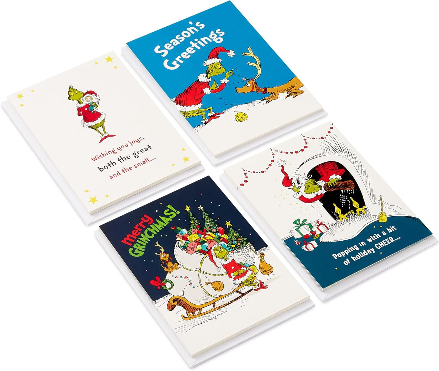 Hallmark Dr. Seuss Grinch Boxed Christmas Card Assortment (24 Cards and 24 Envelopes) Cindy Lou Who, Max the Dog, Merry Grinchmas