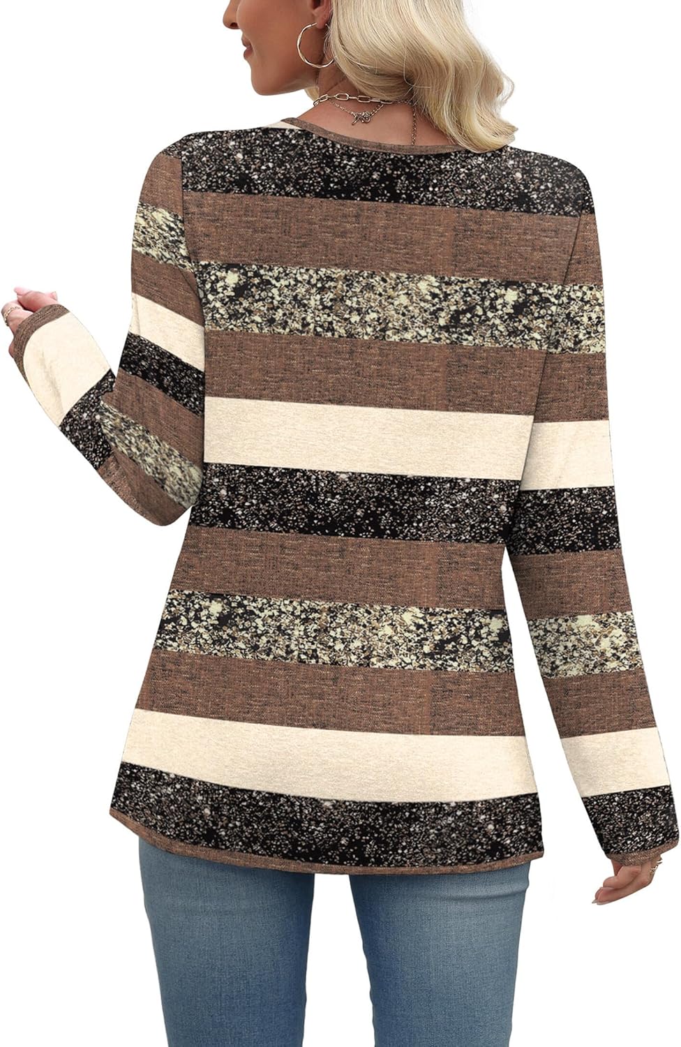 WIHOLL Long Sleeve Shirts for Women Fall Outfits V Neck T Shirts Button Down Tunic Tops Fashion Clothing