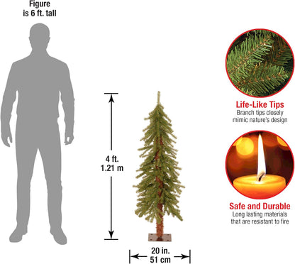 National Tree Company 4 ft Unlit Hickory Cedar Mini Artificial Christmas Tree, 225 Tips, Metal Plate Base, Green