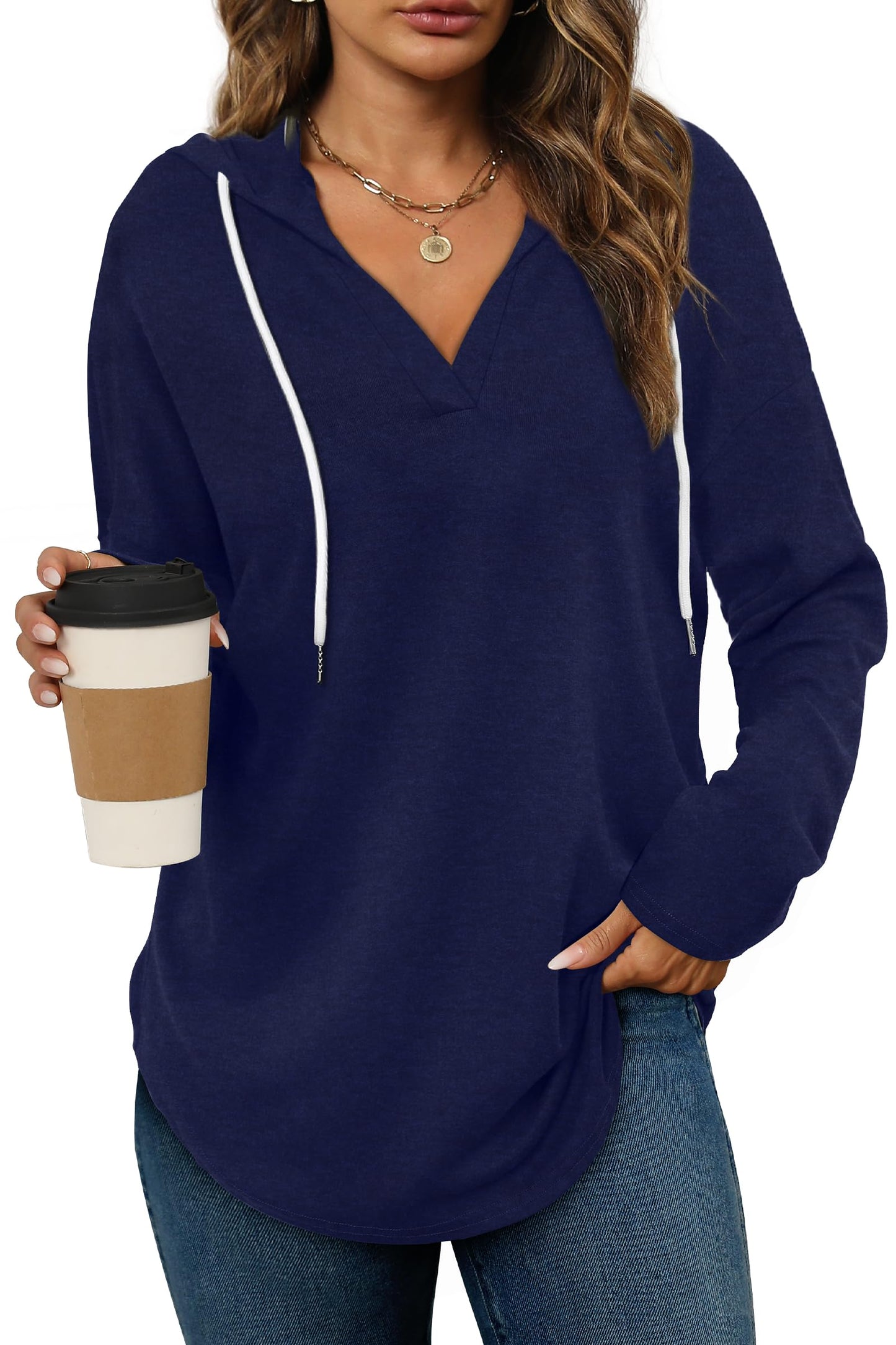 Bofell Womens Fashion Tops Hoodies for Women Pullover Oversized Sweatshirts Long SLeeve Shirts Loose Fit