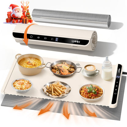 Food Warming Mat with Heat-Resistant Pad, 26X15 Inch, 6 Temperature & 6 Timer Settings, Child Lock Safety,Food Warmer Chafing Dishes for Buffet,Gatherings,Parties,Everyday Use