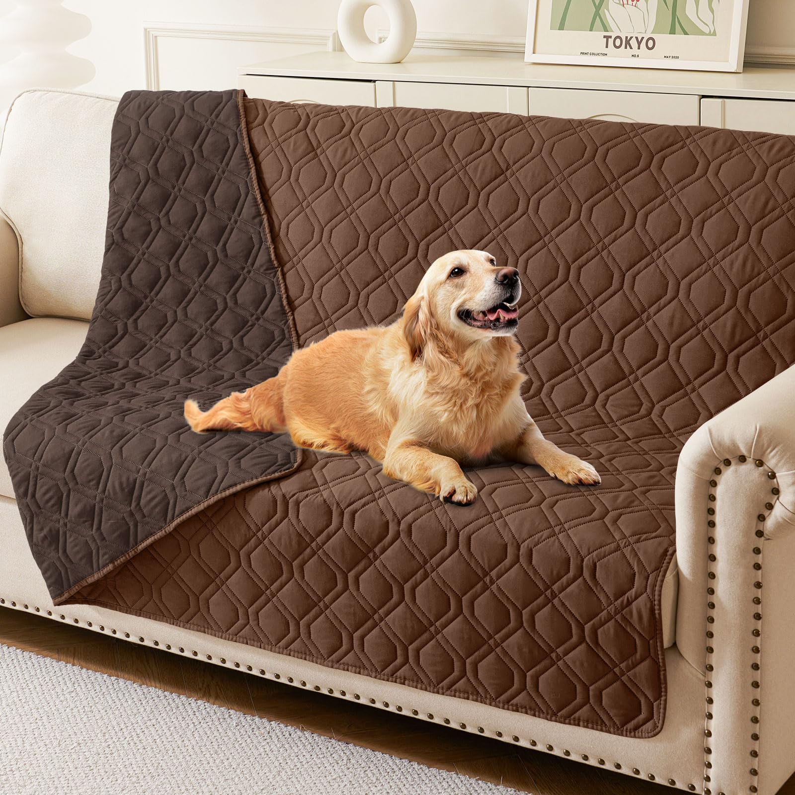 hyha Waterproof Dog Bed Blanket, Soft Pet Blankets, Waterproof Couch Cover for Dogs, Reversible Sofa Covers Washable for Furniture (30x70 Inch, Grey/Dark Grey)
