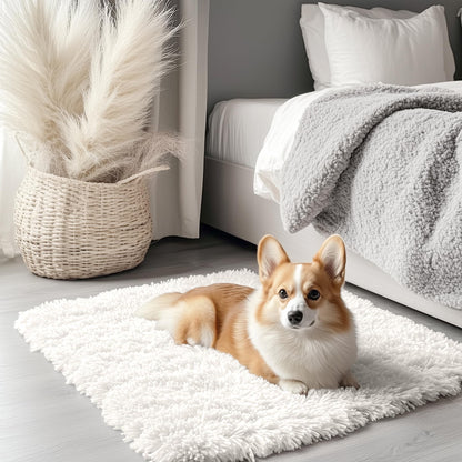 OLANLY Area Rugs for Living Room Bedroom, Machine Washable 4x5.9 ft Soft Fluffy Shaggy Bedside Rug, Indoor Floor Carpet for Kids Girls and Boys, Dorms, Nursery Rooms, Home Decor Aesthetic, Grey
