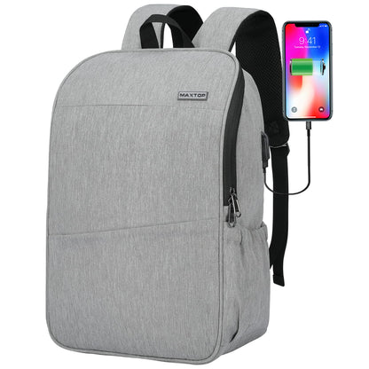 MAXTOP Deep Storage Laptop Backpack with USB Charging Port[Water Resistant] College Computer Bookbag Fits 15 Inch Laptop Black