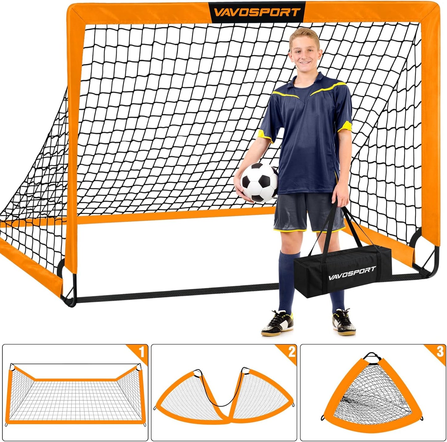 Kids Soccer Goals for Backyard Set - 2 of 4' x 3' Portable Soccer Goal Training Equipment, Pop Up Toddler Soccer Net with Soccer Ball, Soccer Set for Kids and Youth Games, Sports