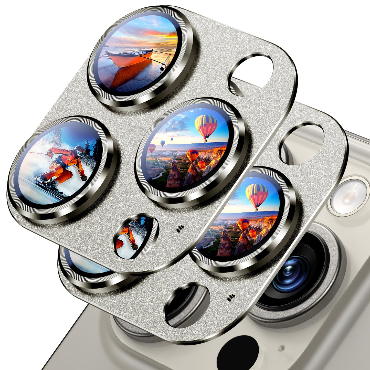 Uyiton Compatible with iPhone 17 Pro Max Camera Lens Protector - [Not Easy to Break][Strong Adsorption][Case-Friendly] Metal Tempered Glass Rear Camera Screen Cover - Deep Blue