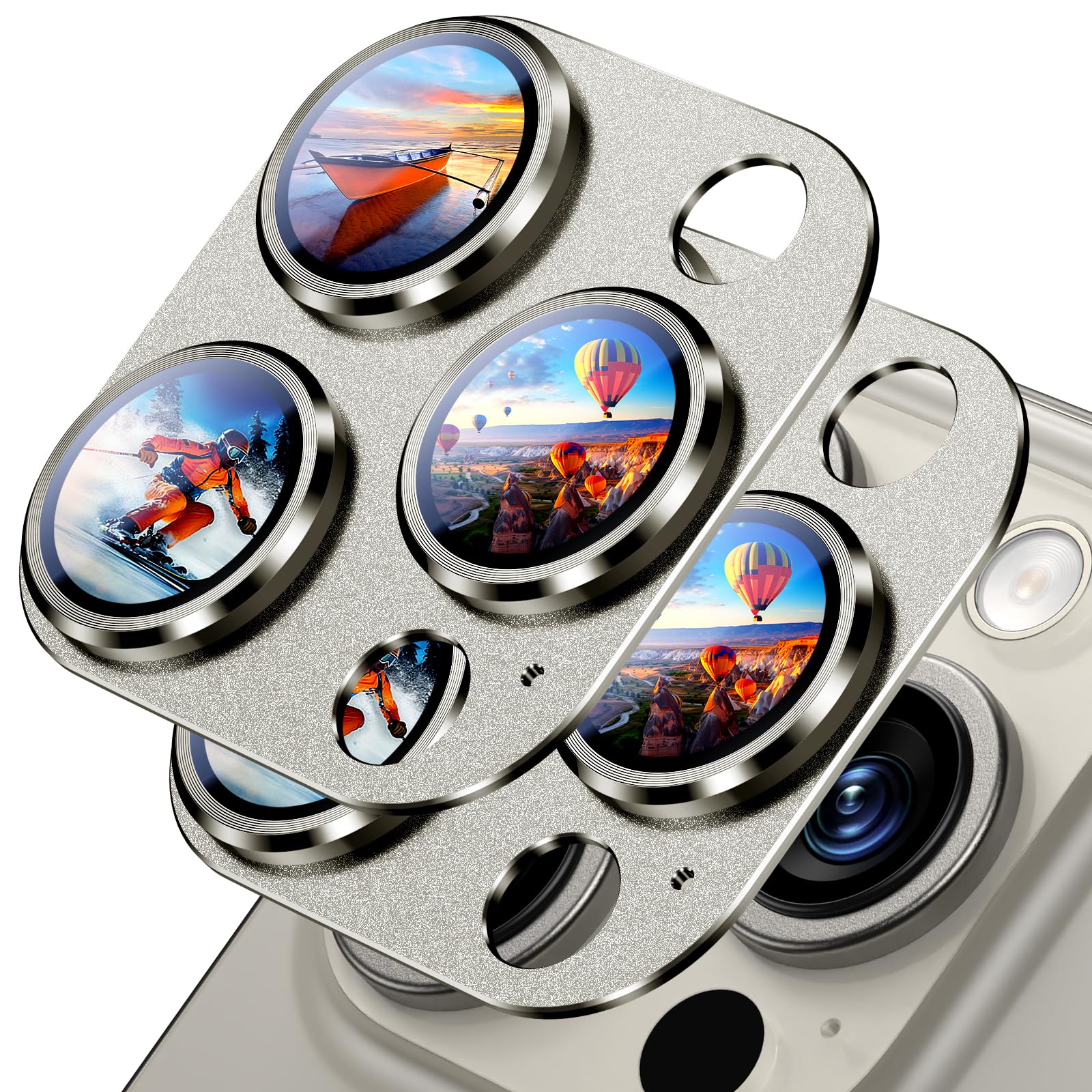 Uyiton Compatible with iPhone 17 Pro Max Camera Lens Protector - [Not Easy to Break][Strong Adsorption][Case-Friendly] Metal Tempered Glass Rear Camera Screen Cover - Deep Blue