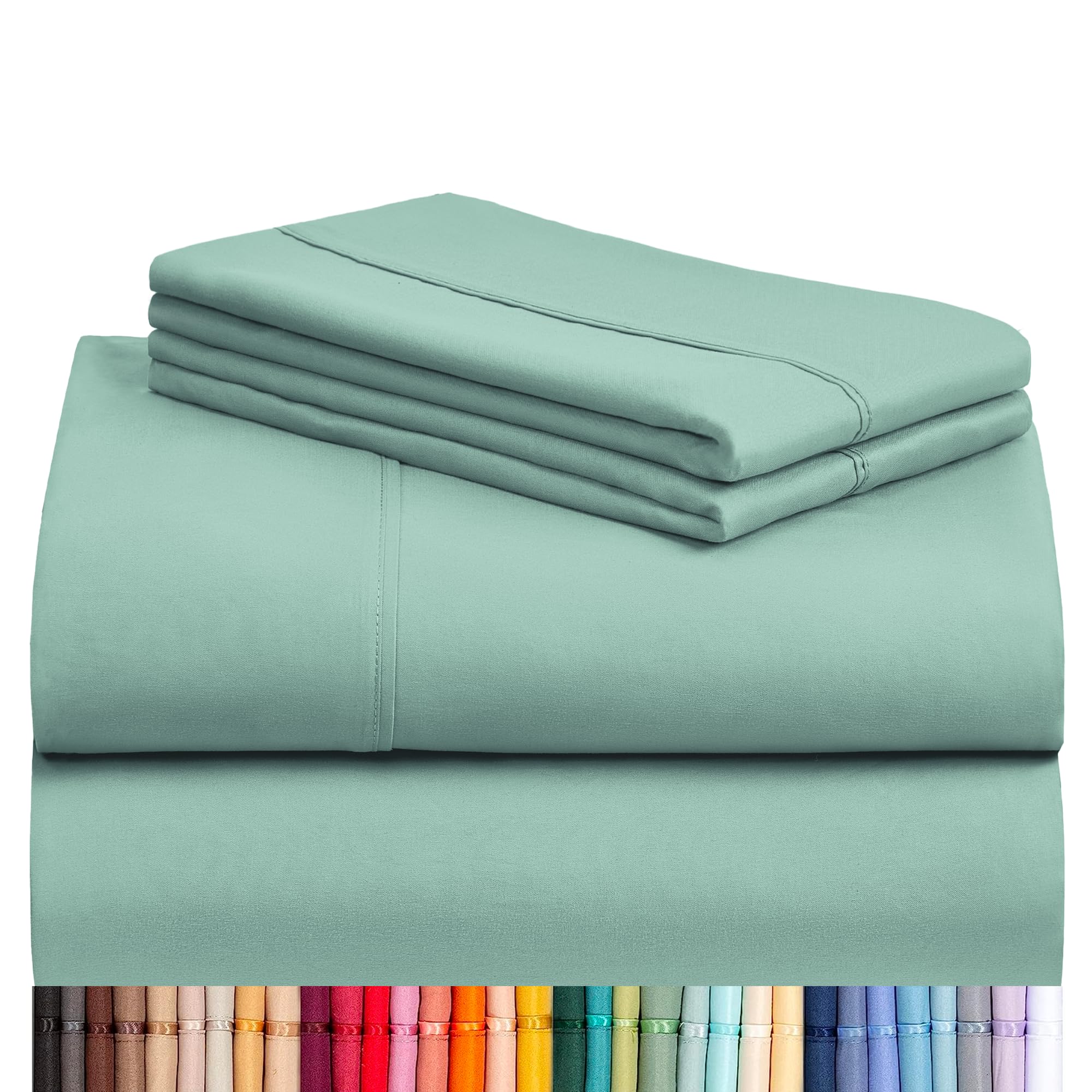 LuxClub 4 PC Queen Sheet Set, Breathable Luxury Bed Sheets, Deep Pockets Wrinkle Free Cooling Sheets Machine Washable Hotel Bedding Silky Soft - Teal Queen