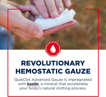 Adventure Medical Kits QuikClot Gauze - Flexible Hemostatic Medical Gauze for Emergency Survival or Disaster Preparedness Kits & More - Stops Bleeding Fast with Kaolin - 3" x 24"