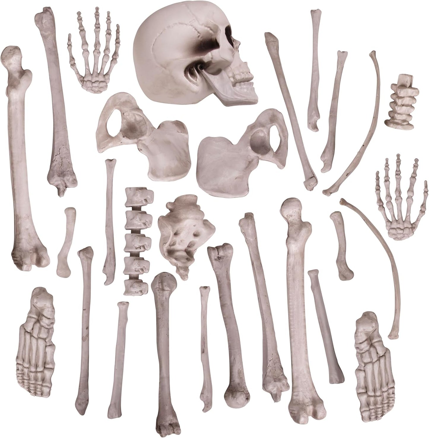 Kangaroo Halloween Skeleton Decor Bones 30 Pieces Bulk - Large Bag of Plastic Bones for Outdoor Yard Decoration - Scary Graveyard Fake Skulls and Bones