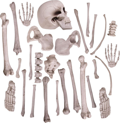 Kangaroo Halloween Skeleton Decor Bones 30 Pieces Bulk - Large Bag of Plastic Bones for Outdoor Yard Decoration - Scary Graveyard Fake Skulls and Bones