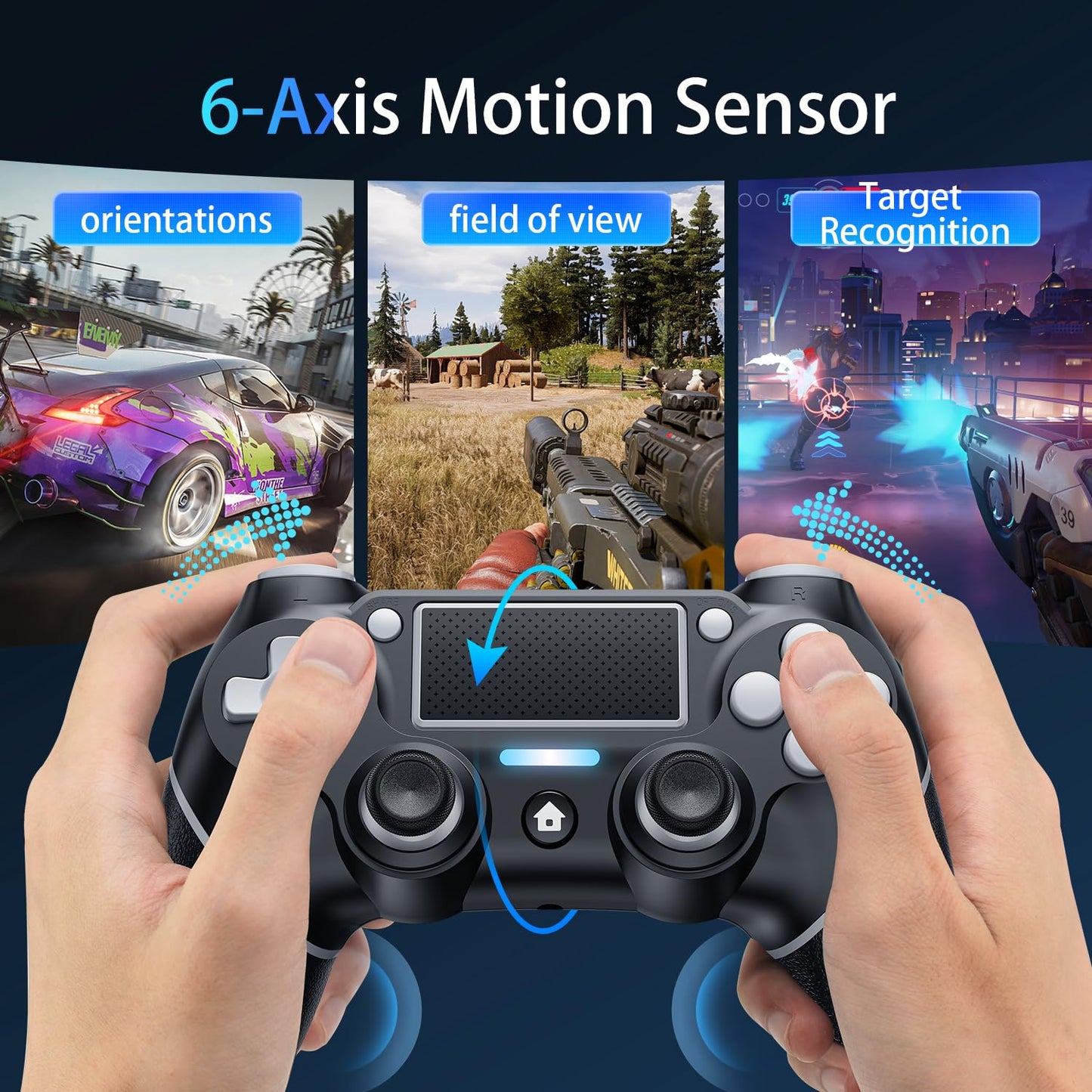 Matbip 2 Pack wireless controller for P4, wireless P4 controller with dual vibration, Turbo, type-c port (Black and White) Radio