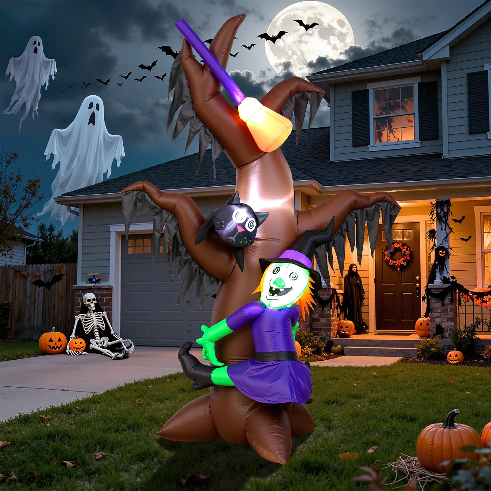 Dawdix 5FT Halloween Inflatable Mummy Dog Outdoor Decoration, Funny Blow Up Puppy Wrapped in Toilet Paper with Boo Pumpkin, Halloween Inflatable Dachshund Decor for Yard, Lawn, Garden, Porch