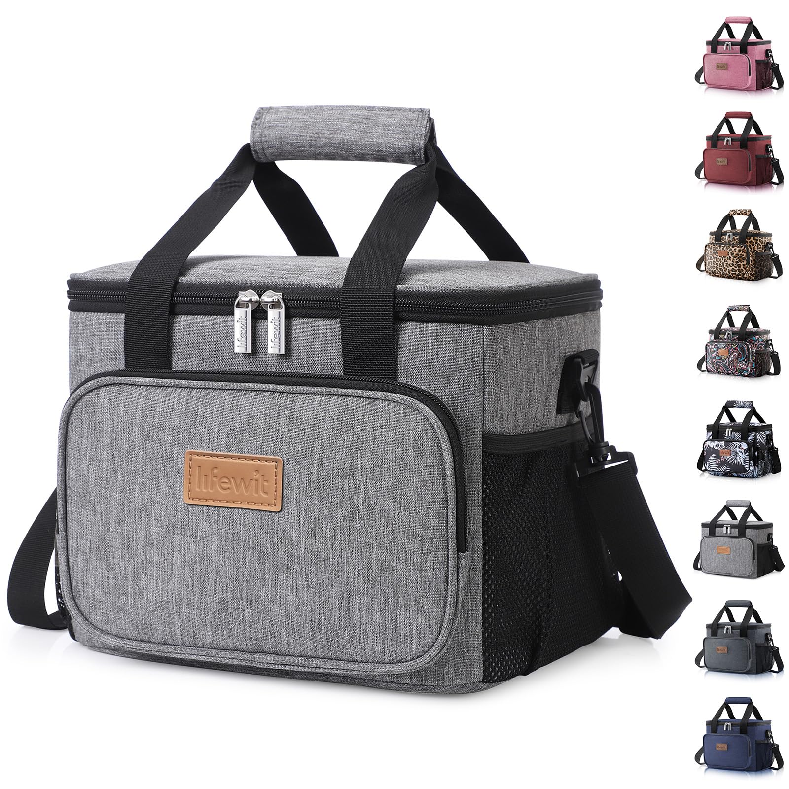 Lifewit Medium Lunch Bag Insulated Lunch Box Soft Cooler Cooling Tote for Adult Men Women, Black 12-Can (9L)