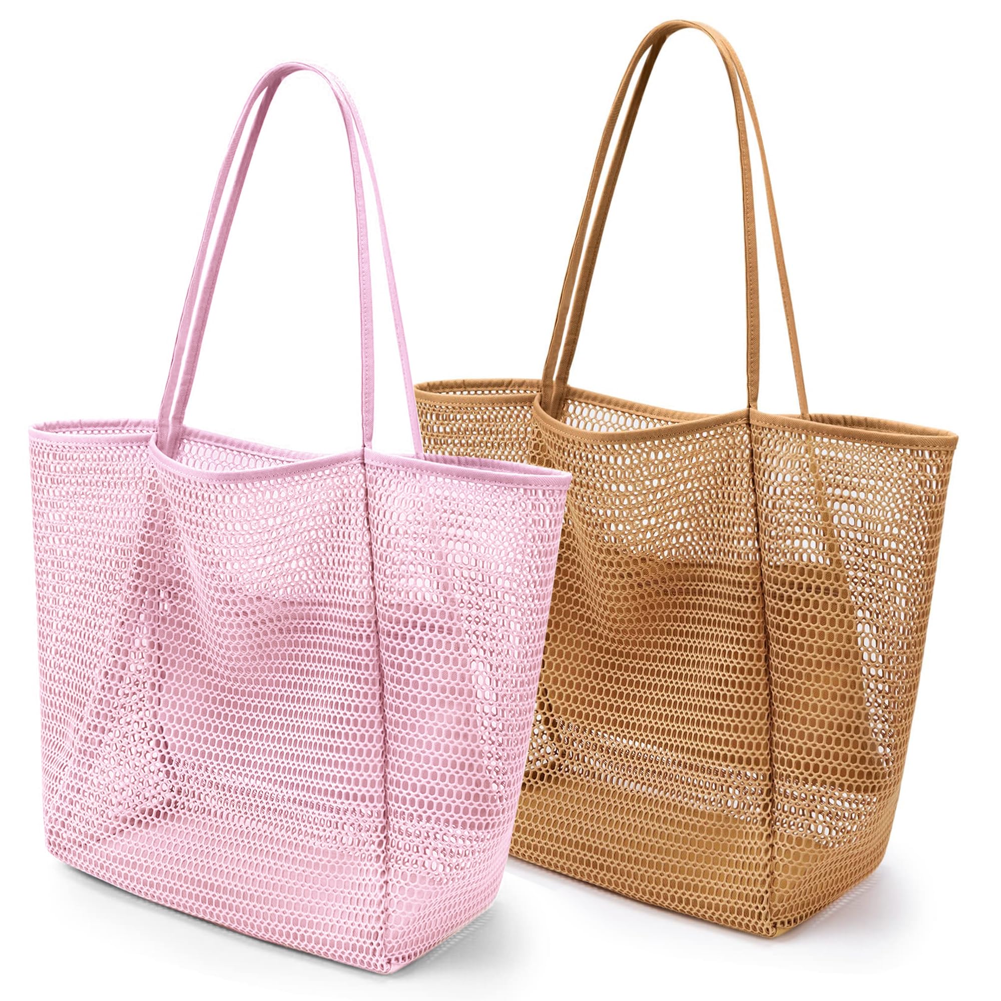 VOROLO Mesh Tote Beach Bag,Women Fairycore Hobo Bag,Shoulder Bag,Soft Summer Casual Crochet Bags