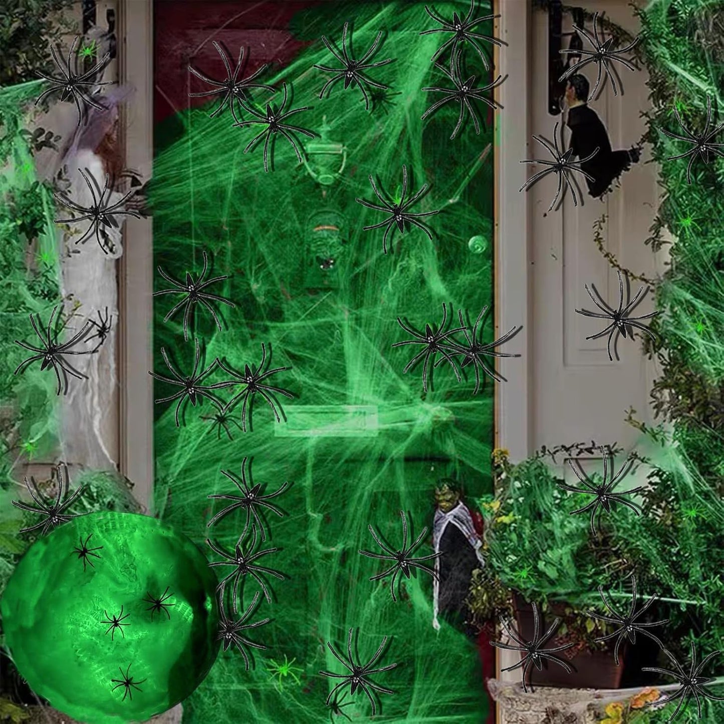 200Sqft Glow in The Dark Spider Web Halloween Spider Webs Decorations with 30 Extra Fake Spiders for Halloween Decor Indoor and Outdoor Haunted House Party Supplies
